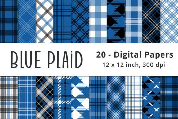 Download Blue and Black Plaid Digital Backgrounds - Backgrounds Collection